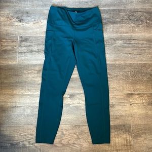 90 Degree by Reflex Full Length Teal Leggings with Side Leg Pockets